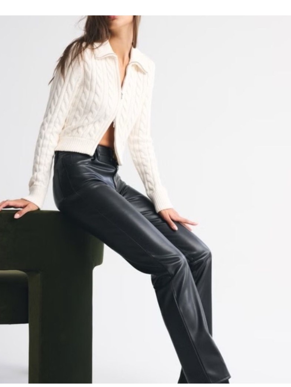 Abercrombie and Fitch Ultra High Rise 90s Straight Faux Leather curve love Pant